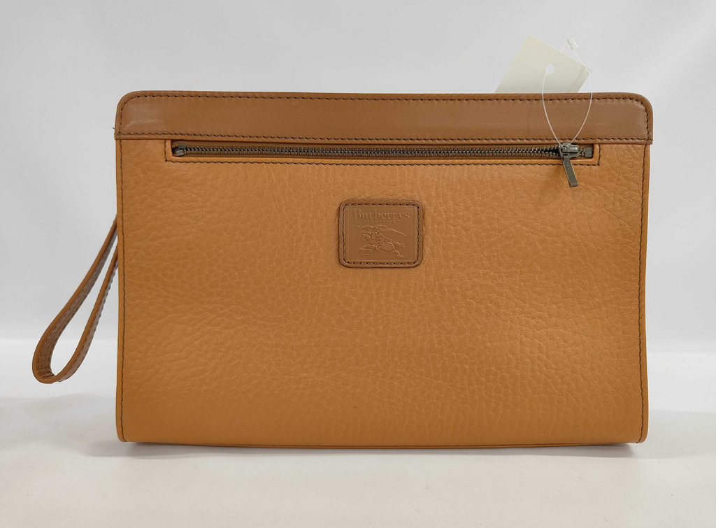 Burberrys Vintage Leather Wristlet Clutch – Tan