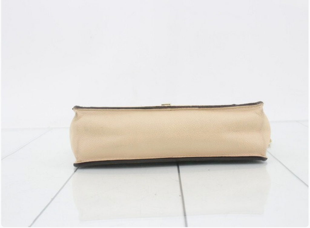 Louis Vuitton Damier Ebene Beige Leather Gold Chain Shoulder Bag