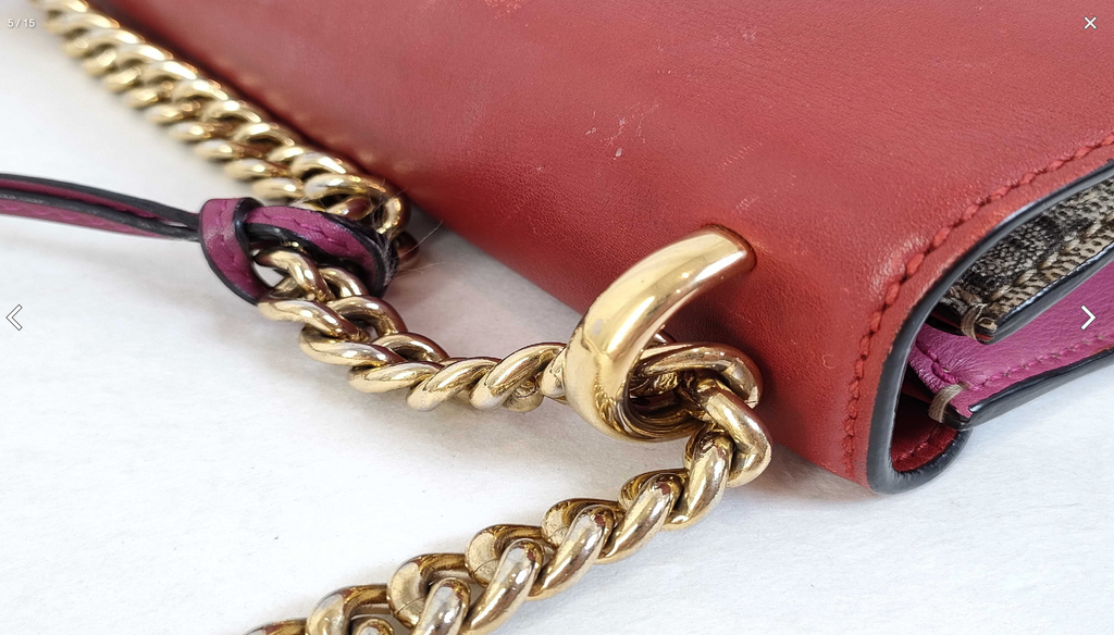 Gucci Padlock Small GG Supreme Canvas & Red Leather Chain Crossbody Bag