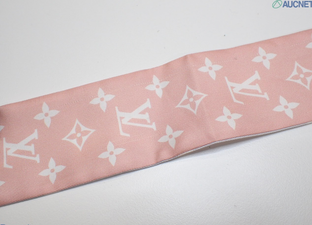Louis Vuitton Monogram BB Bandeau Silk Scarf Pink White Made in Italy with Box