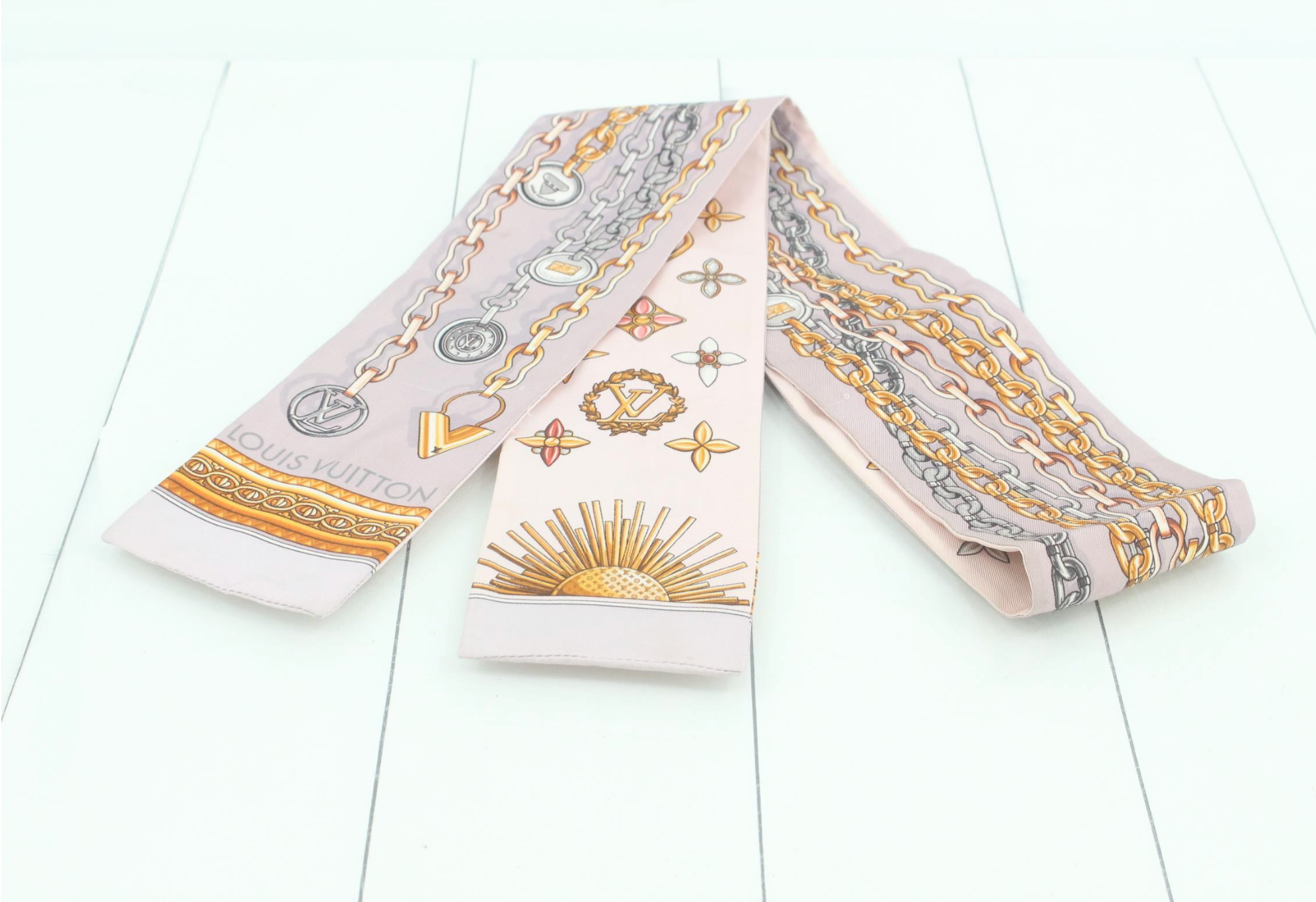 Louis Vuitton Pink Chain Monogram Silk Bandeau