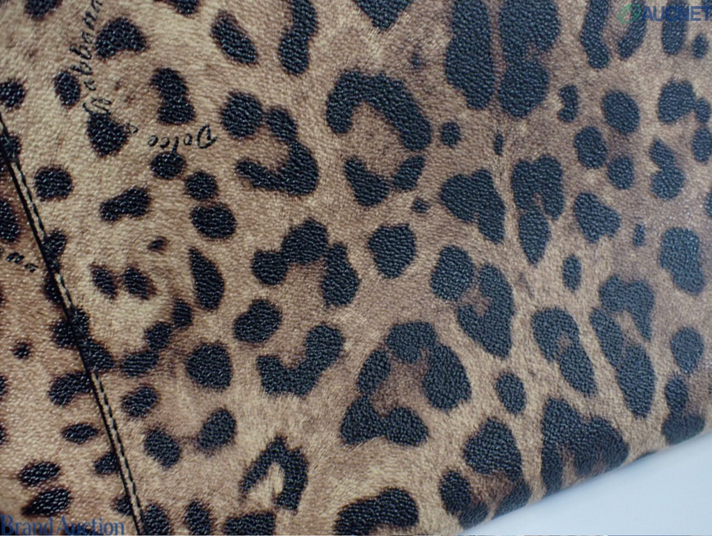 Dolce & Gabbana Leopard Print Large Tote Bag Black Leather