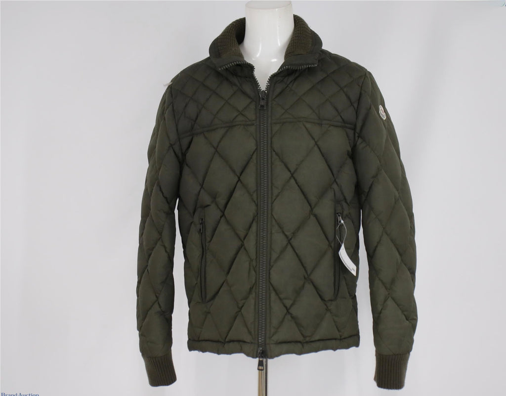 Moncler Men’s Size 4  Olive Green Quilted Down Puffer Jacket