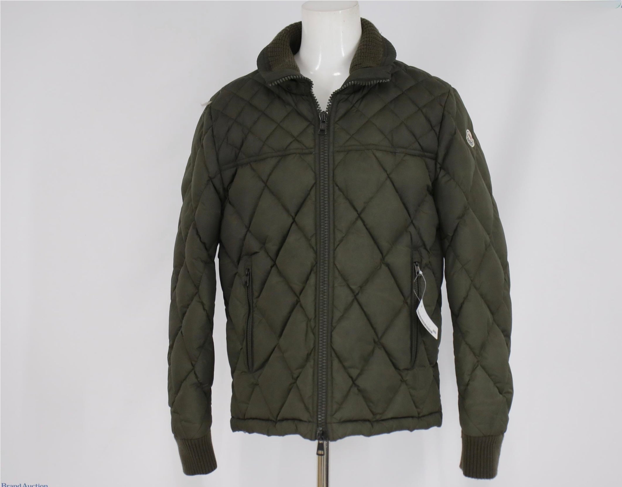 Moncler Men’s Size 4  Olive Green Quilted Down Puffer Jacket