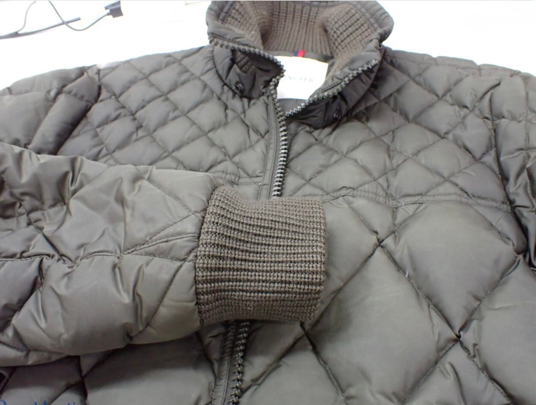 Moncler Men’s Size 4  Olive Green Quilted Down Puffer Jacket