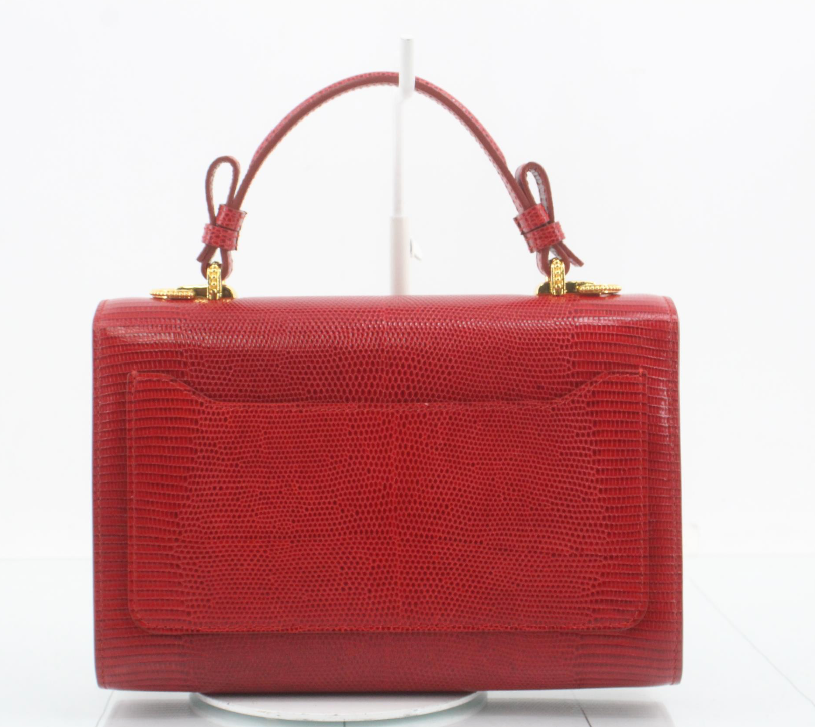 Dolce & Gabbana Red Lucia Lizard-Embossed Leather Top Handle Shoulder Bag