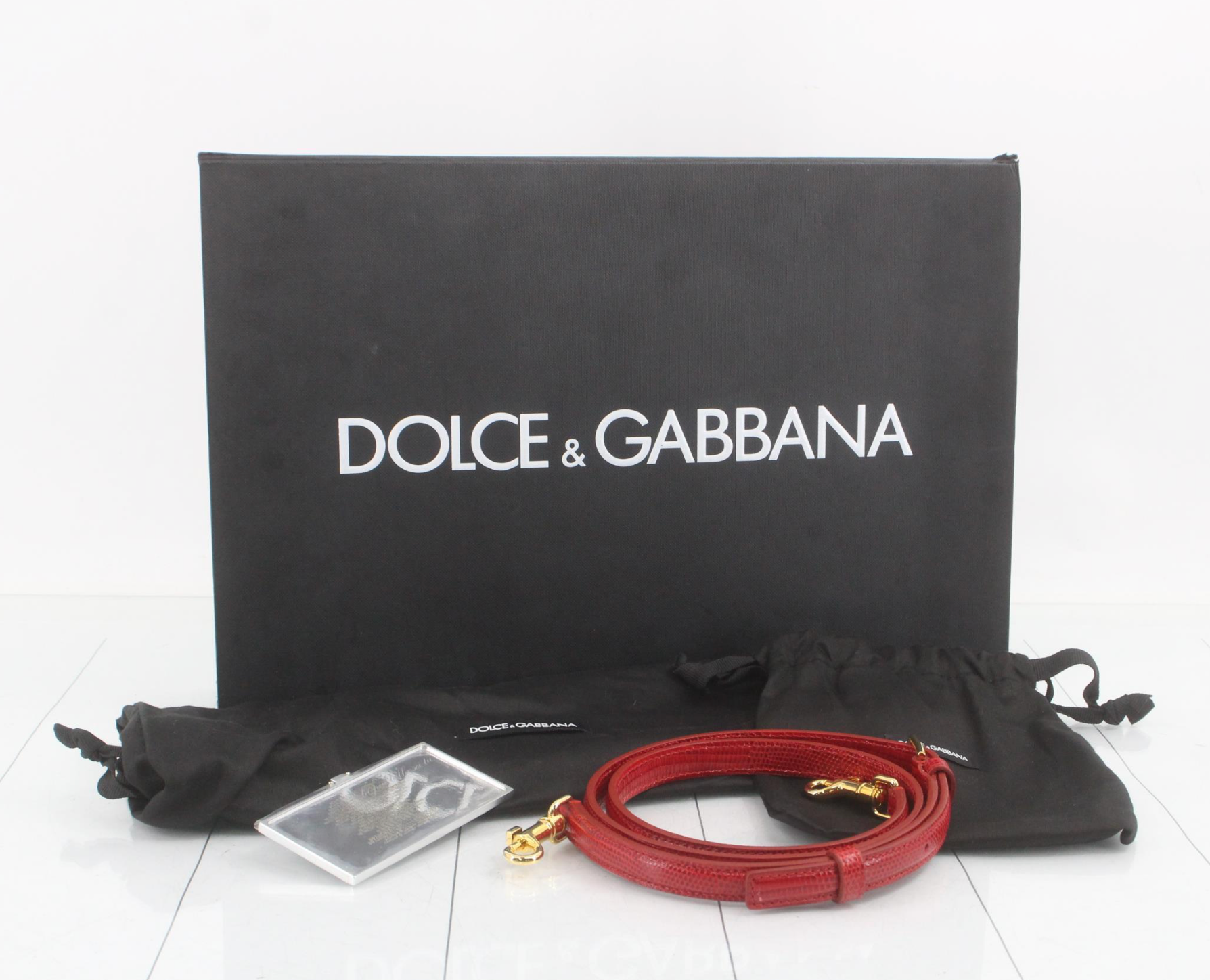 Dolce & Gabbana Red Lucia Lizard-Embossed Leather Top Handle Shoulder Bag