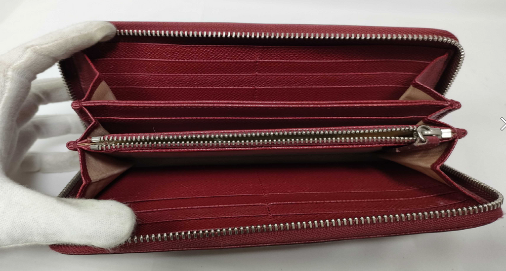 Bvlgari Burgundy Leather Zip Around Long Wallet Silver Hardware