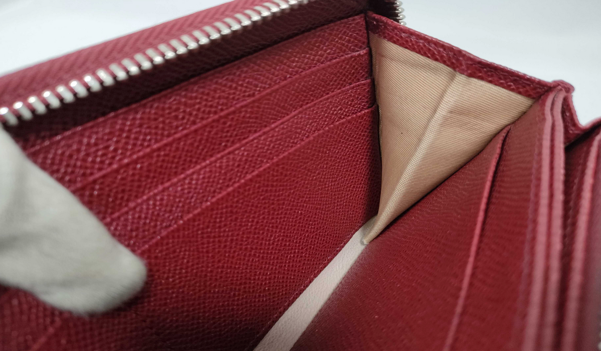 Bvlgari Burgundy Leather Zip Around Long Wallet Silver Hardware