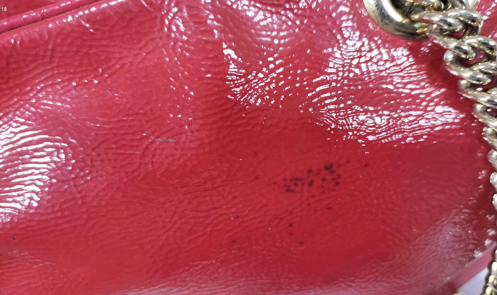 Gucci Soho Patent Leather Chain Shoulder Bag – Coral Red