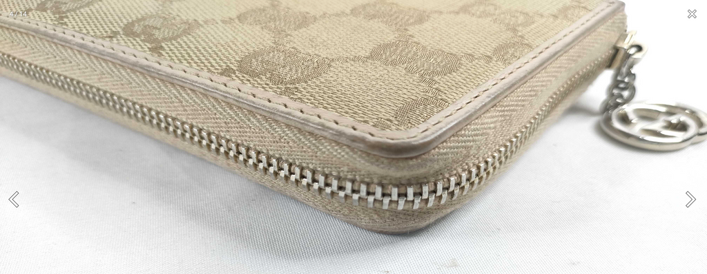 Gucci GG Canvas Zip-Around Wallet – Beige