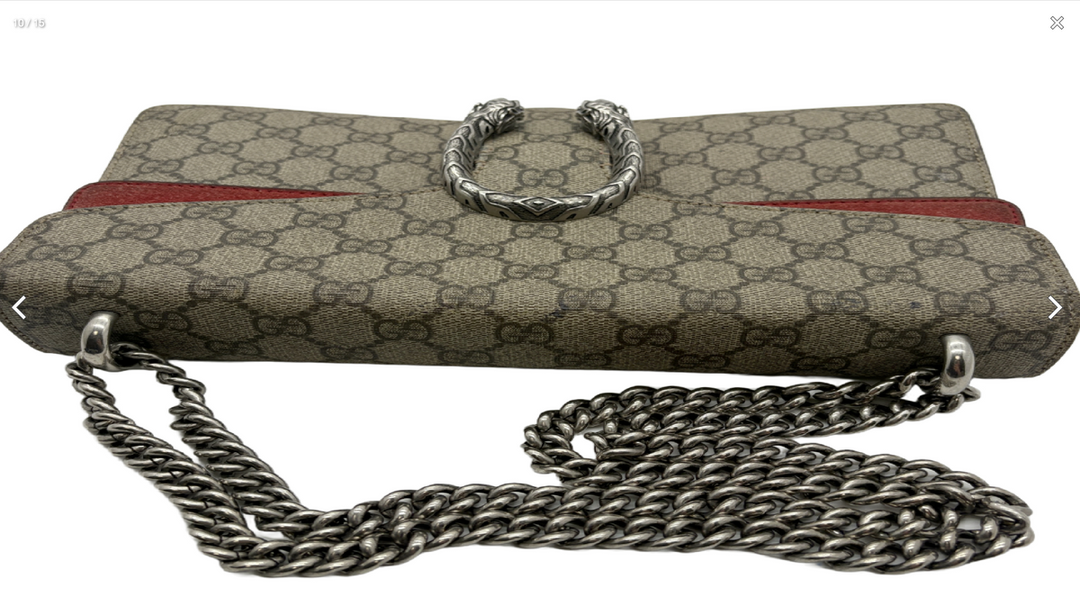 Gucci Dionysus GG Supreme Red Suede Chain Shoulder Bag
