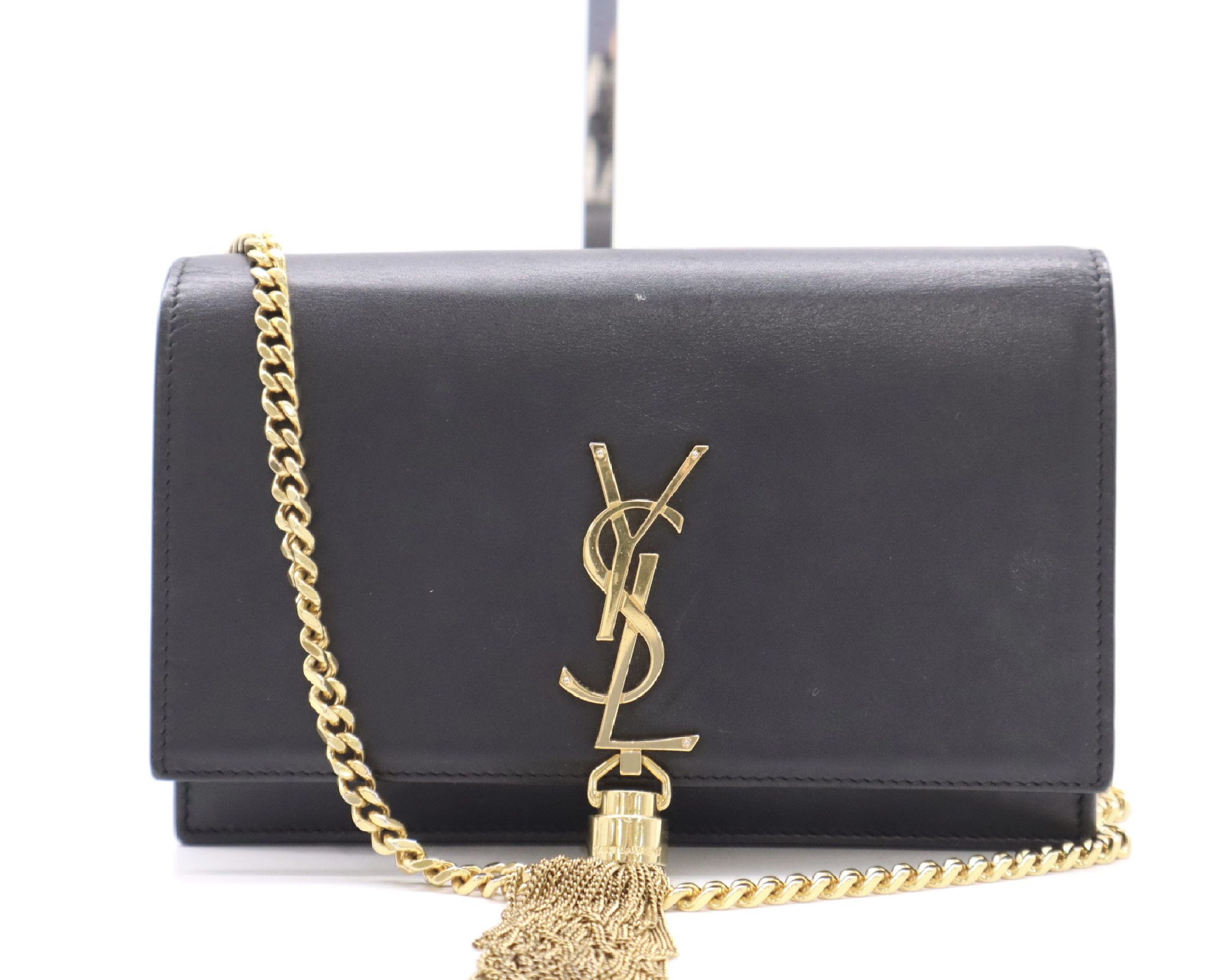 Saint Laurent Kate Tassel Wallet on Chain (WOC) Black Smooth Leather Gold Hardware