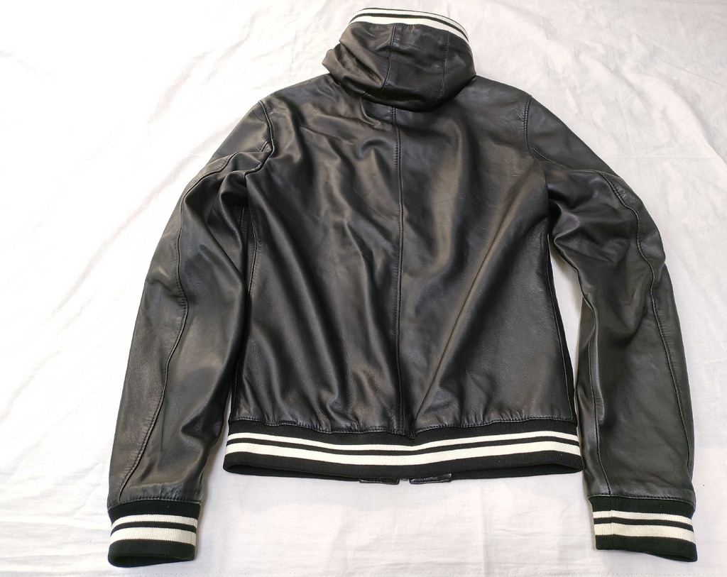 Dolce & Gabbana Black Lambskin Leather Hooded Bomber Jacket Men's IT 44