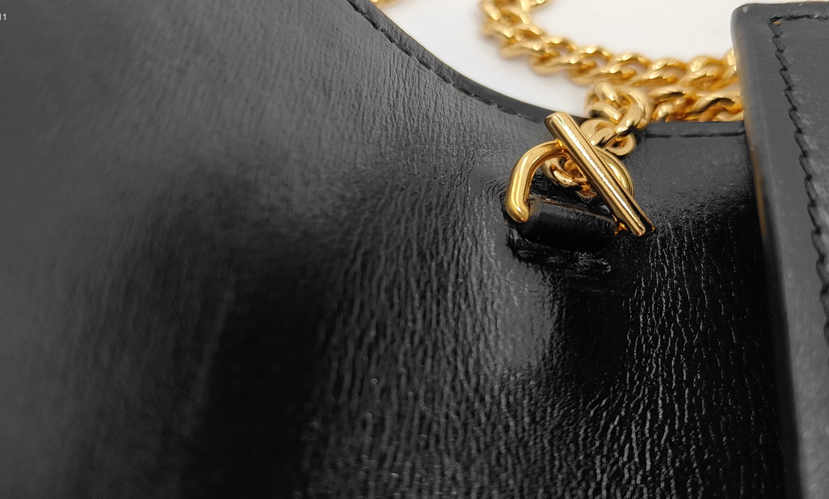 Gucci Jackie 1961 Chain Wallet Shoulder Bag Ivory Black Leather Gold Hardware