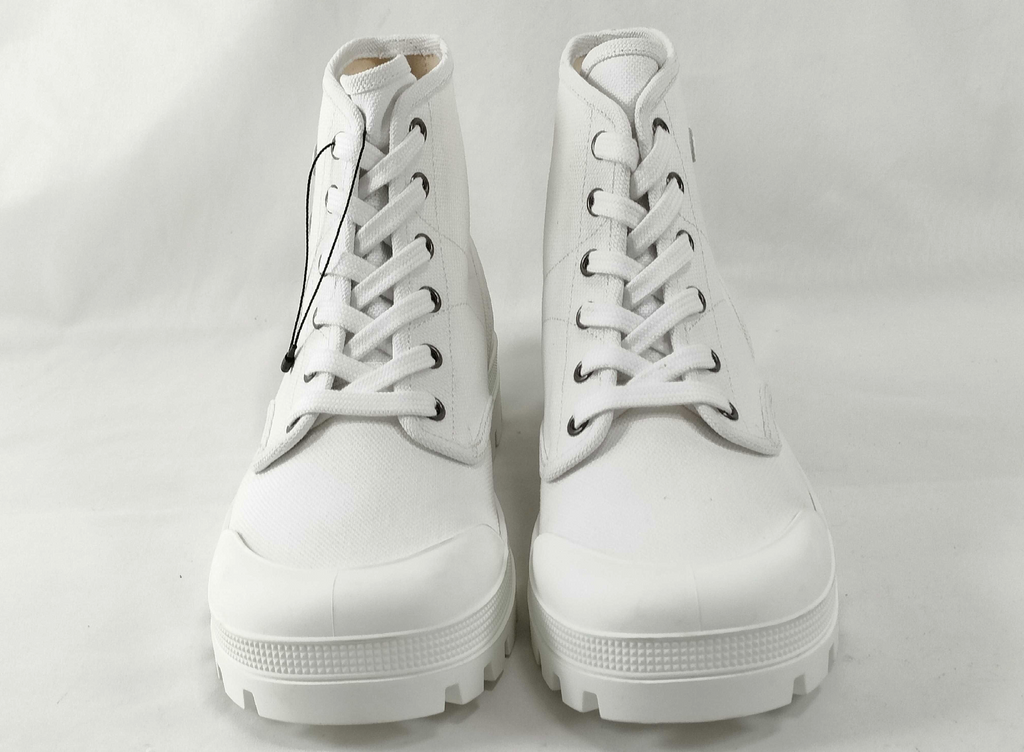 Celine White Canvas Triomphe High-Top Sneakers