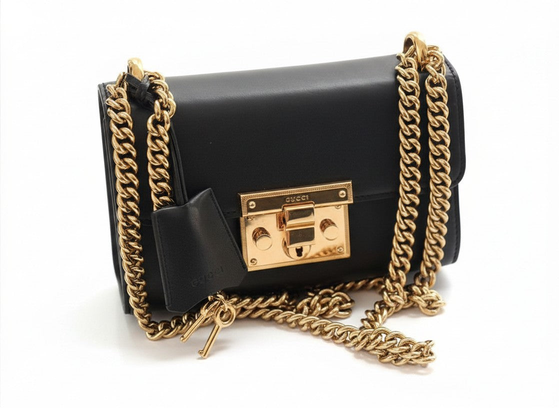 Gucci Black Leather Small Padlock Shoulder Bag