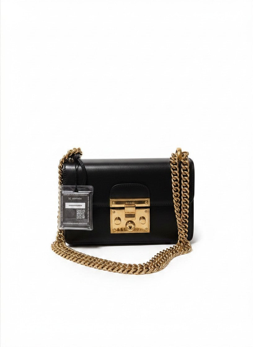 Gucci Black Leather Small Padlock Shoulder Bag