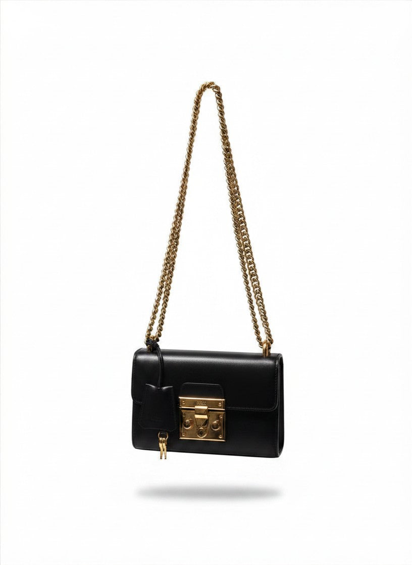Gucci Black Leather Small Padlock Shoulder Bag