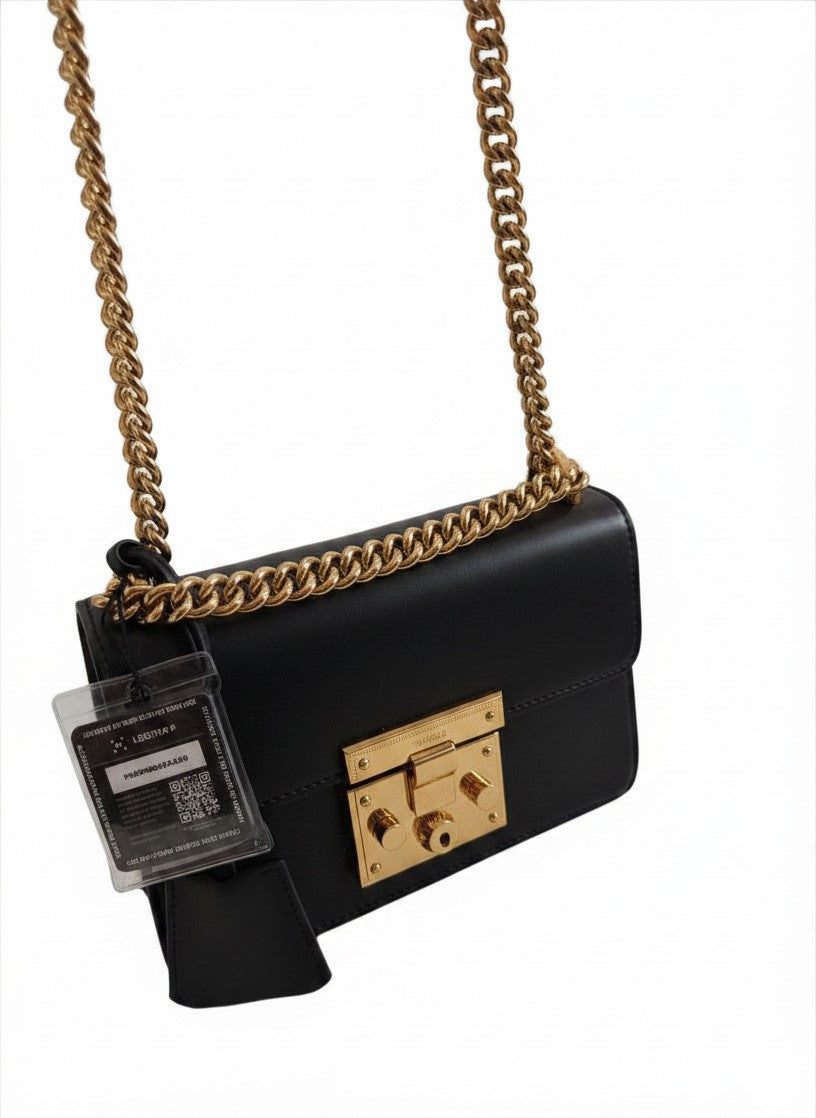 Gucci Black Leather Small Padlock Shoulder Bag