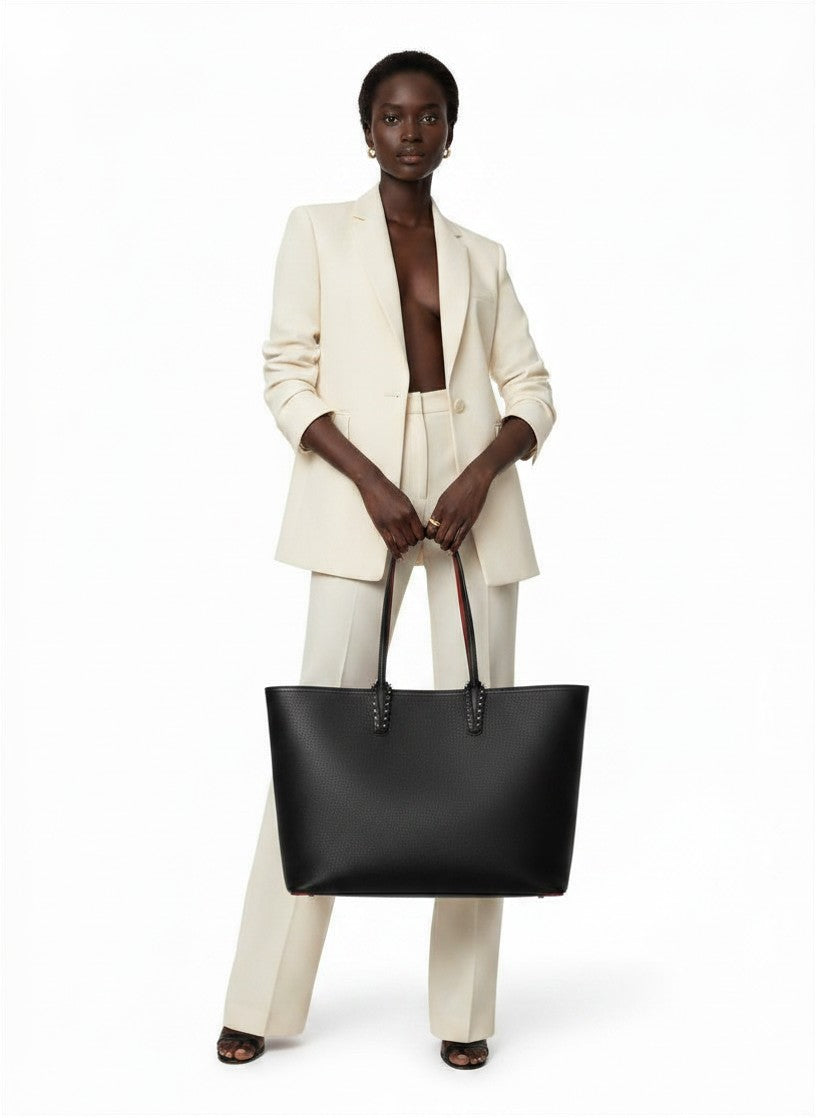 Christian Louboutin Black Grained Leather Cabata Tote Bag