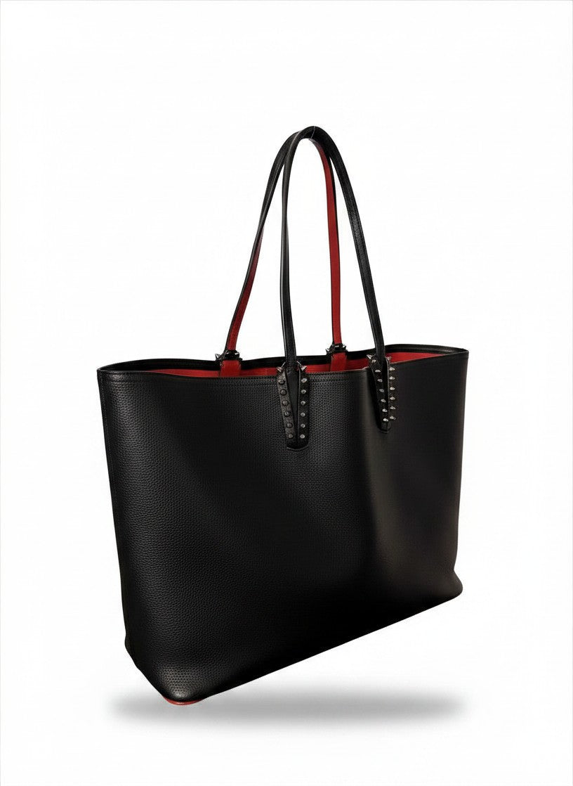 Christian Louboutin Black Grained Leather Cabata Tote Bag