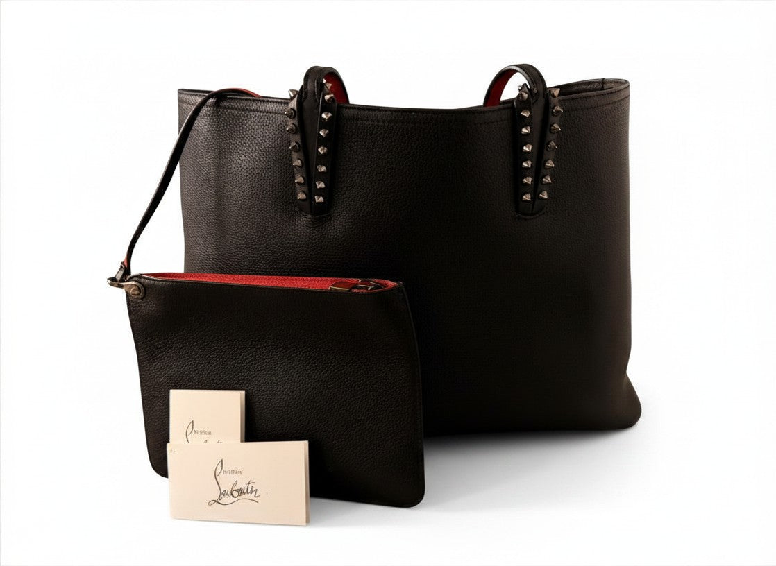 Christian Louboutin Black Grained Leather Cabata Tote Bag