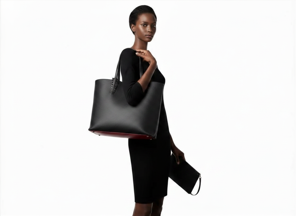 Christian Louboutin Black Grained Leather Cabata Tote Bag