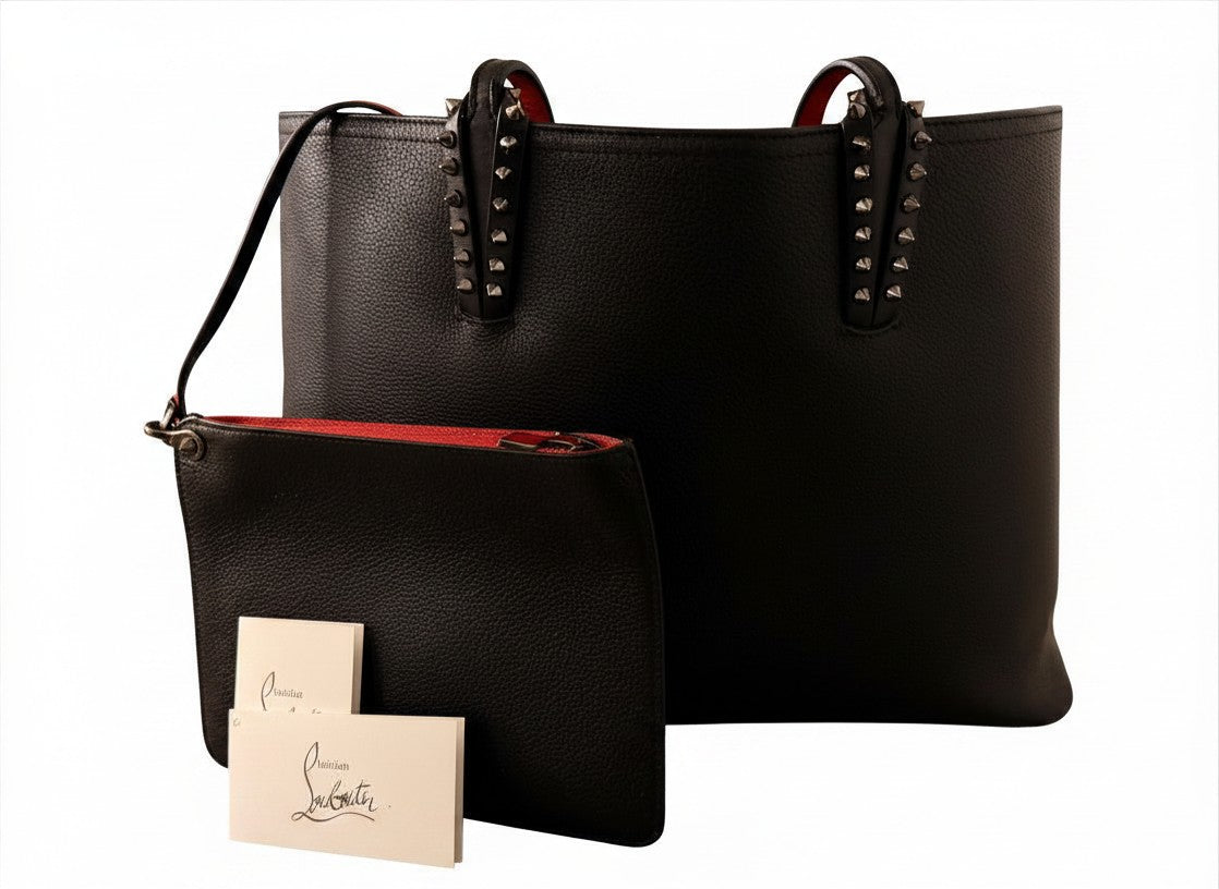 Christian Louboutin Black Grained Leather Cabata Tote Bag