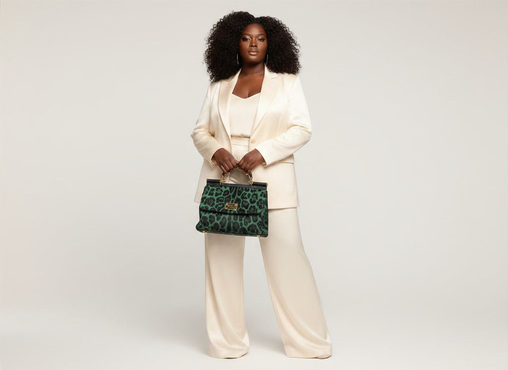 Dolce and Gabbana Green Pony Hair Leopard Sicily Top Handle Bag