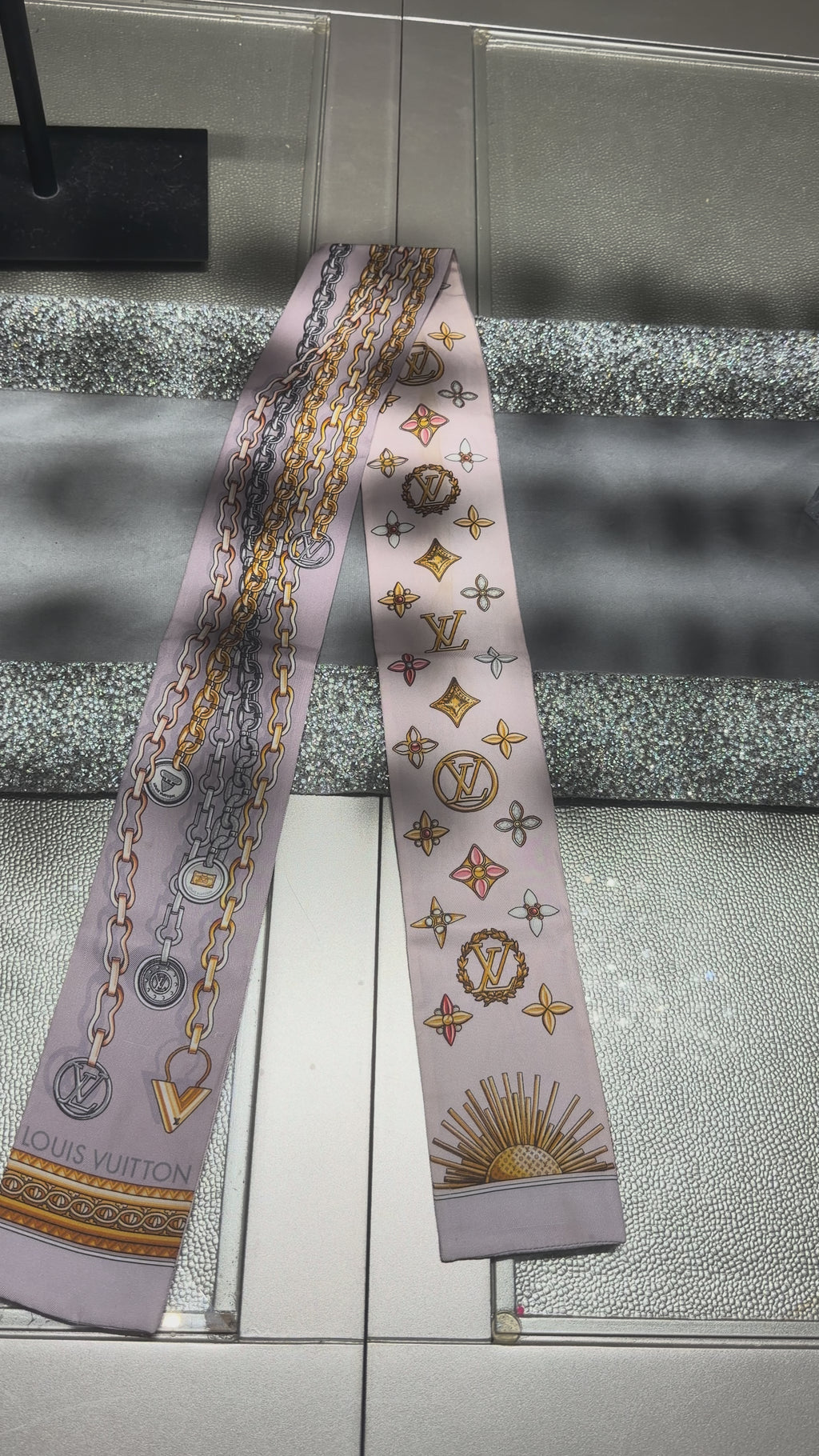 Louis Vuitton Pink Chain Monogram Silk Bandeau