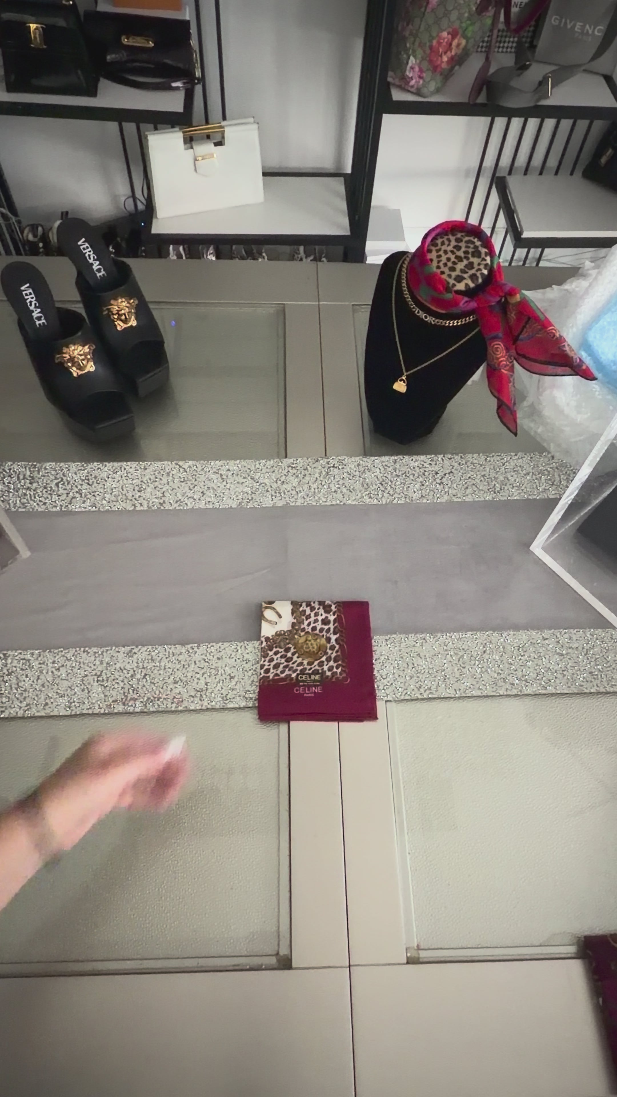 CELINE Leopard Chain Print Silk-Cotton Scarf – Burgundy