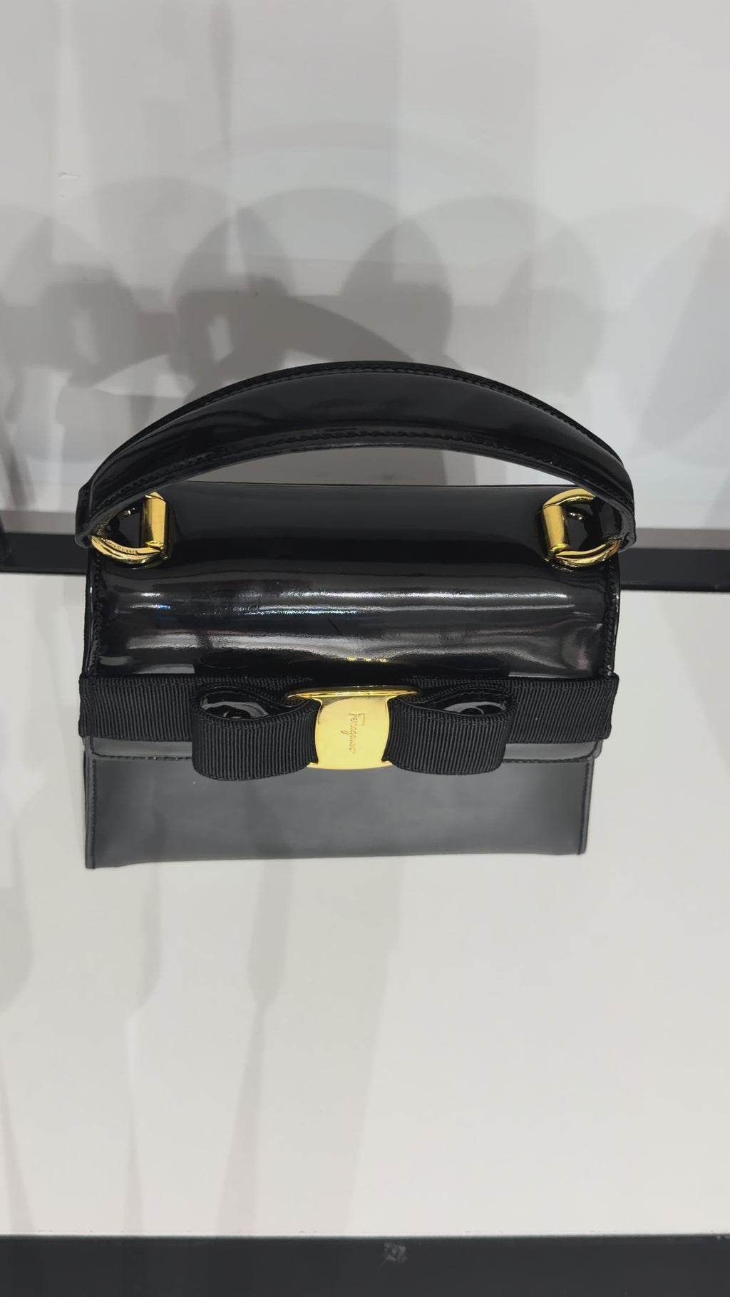 Salvatore Ferragamo Vara Bow Patent Leather Mini Bag – Black