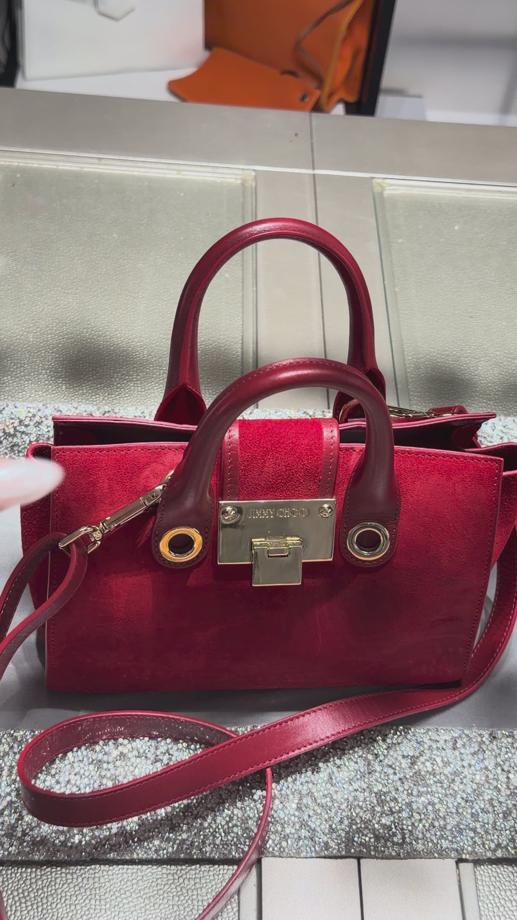 Jimmy Choo Suede & Leather Mini Tote Bag – Red