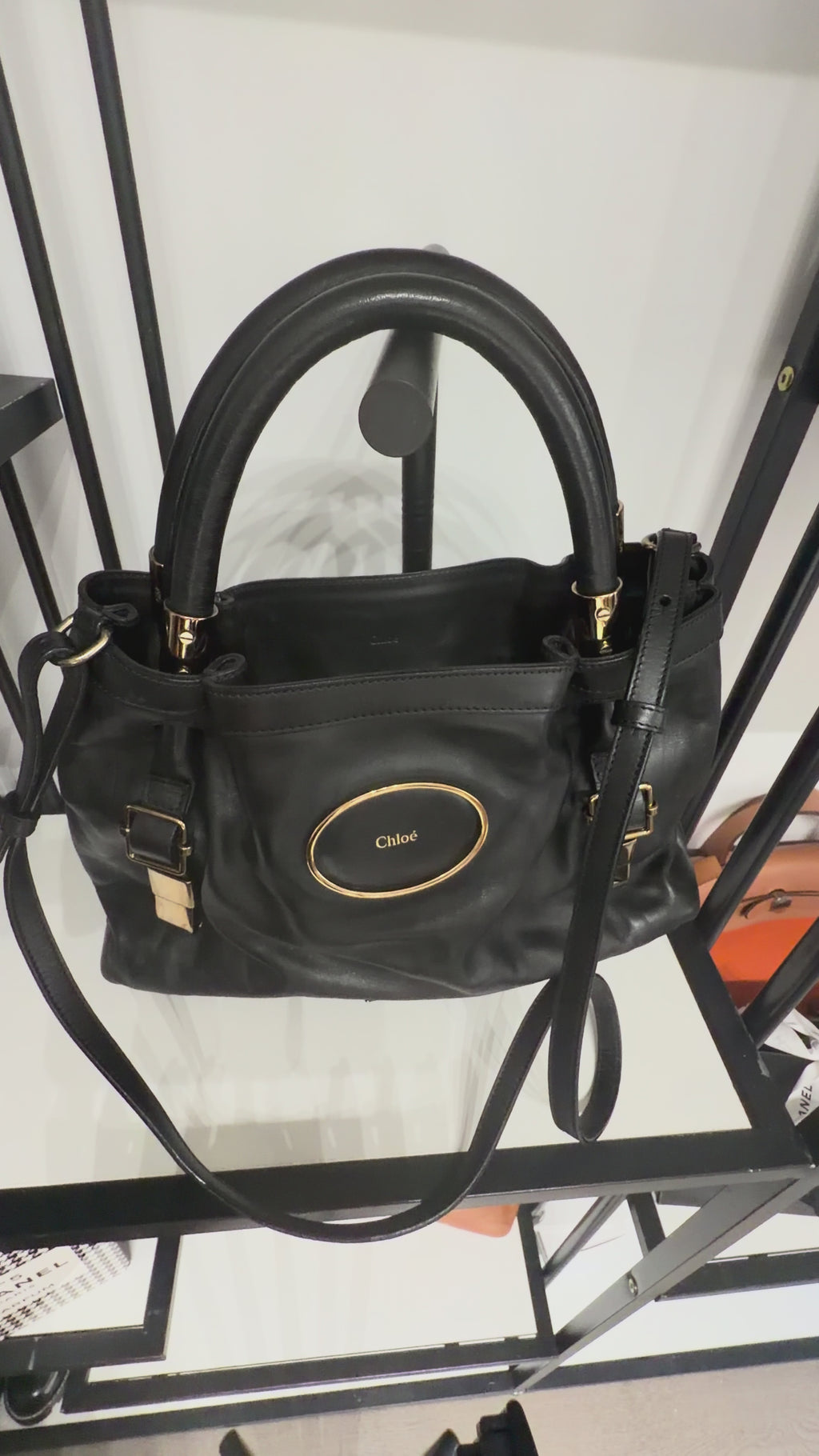 Chloé Leather Top Handle Shoulder Bag – Black