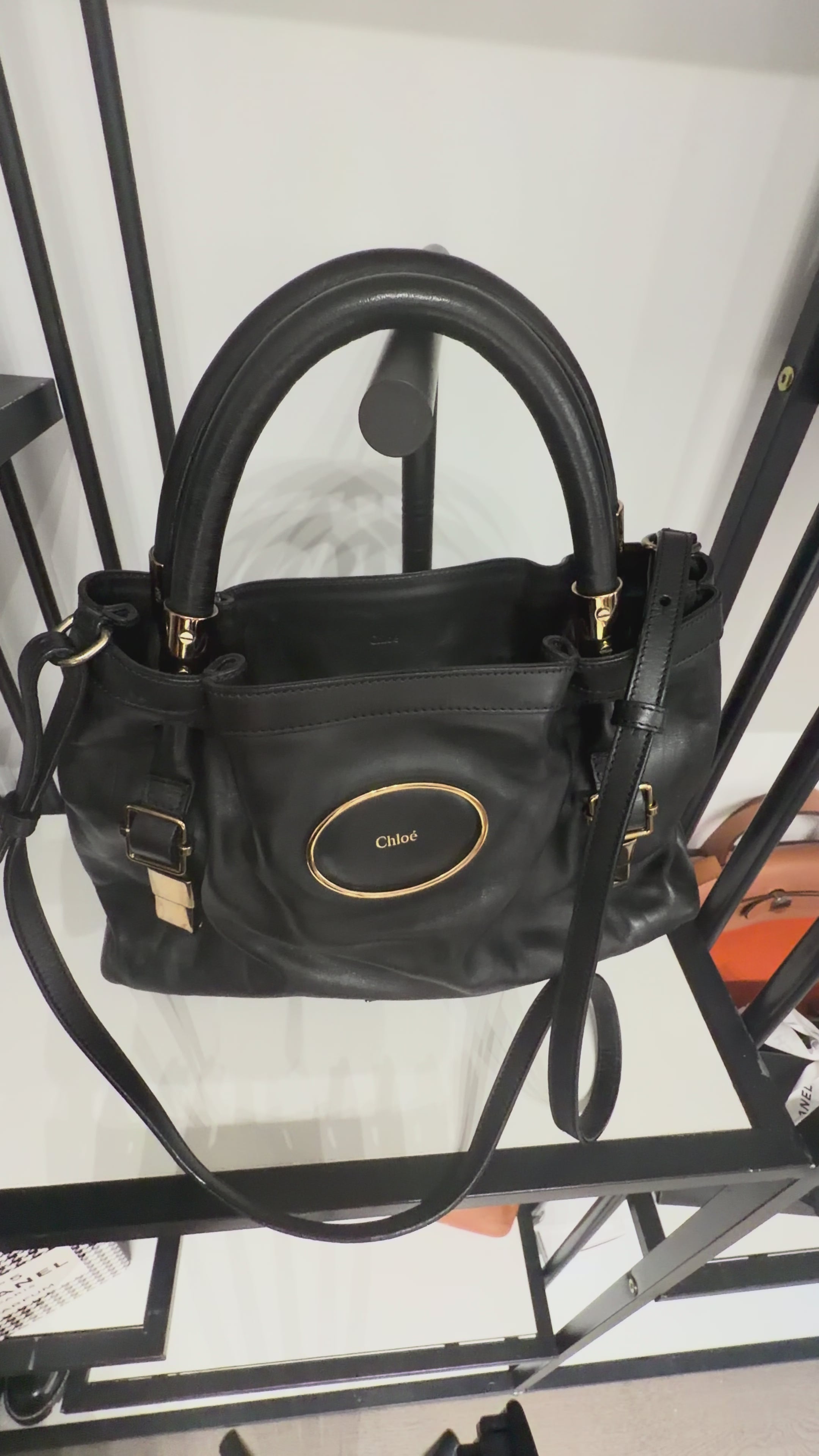 Chloé Leather Top Handle Shoulder Bag – Black