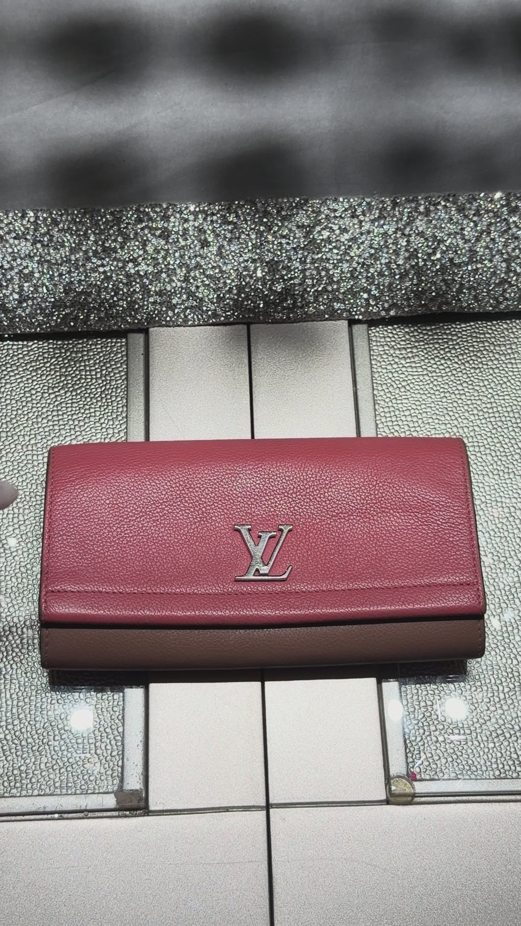 Louis Vuitton Lockme II Long Wallet Coral Pink Taupe Leather