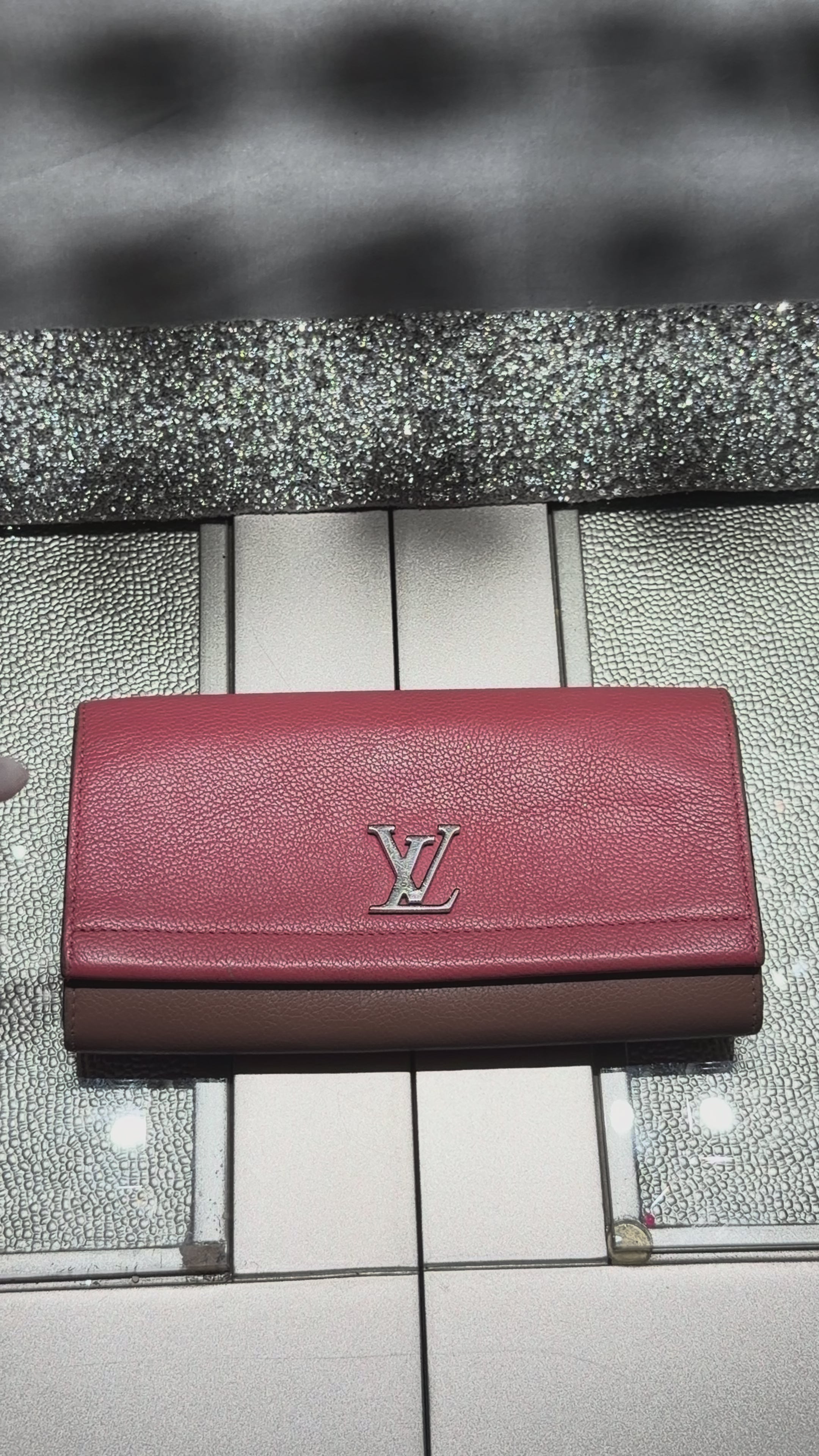 Louis Vuitton Lockme II Long Wallet Coral Pink Taupe Leather