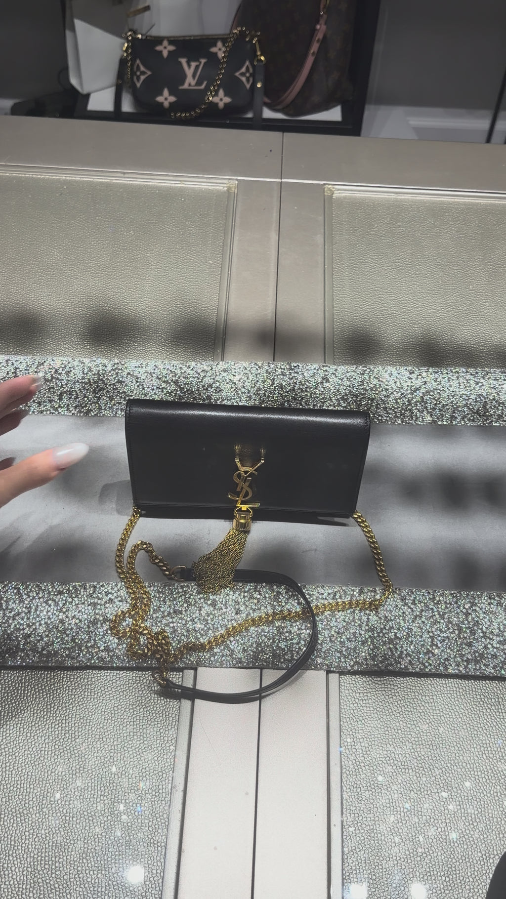 Saint Laurent Kate Tassel Wallet on Chain (WOC) Black Smooth Leather Gold Hardware