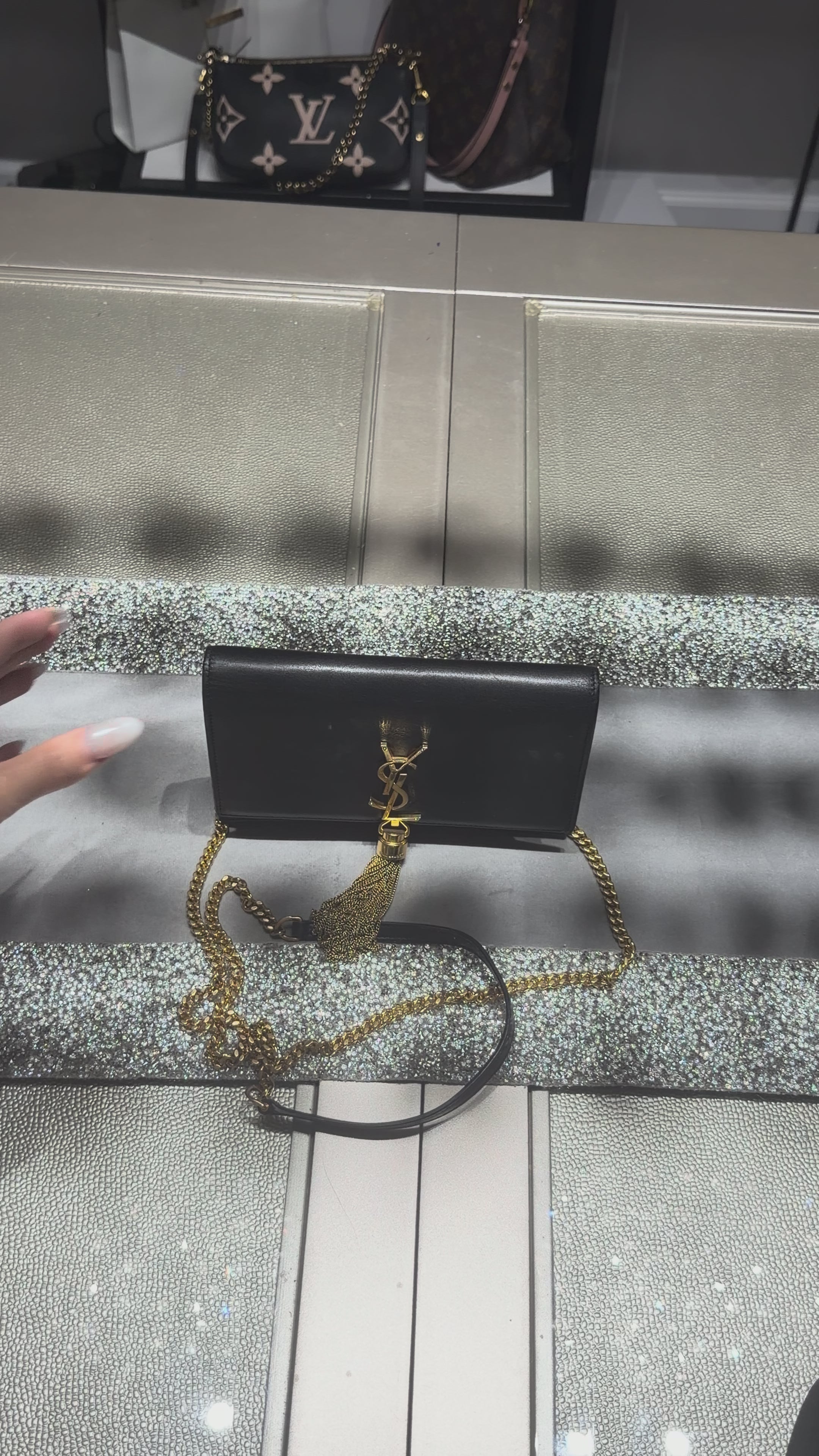 Saint Laurent Kate Tassel Wallet on Chain (WOC) Black Smooth Leather Gold Hardware